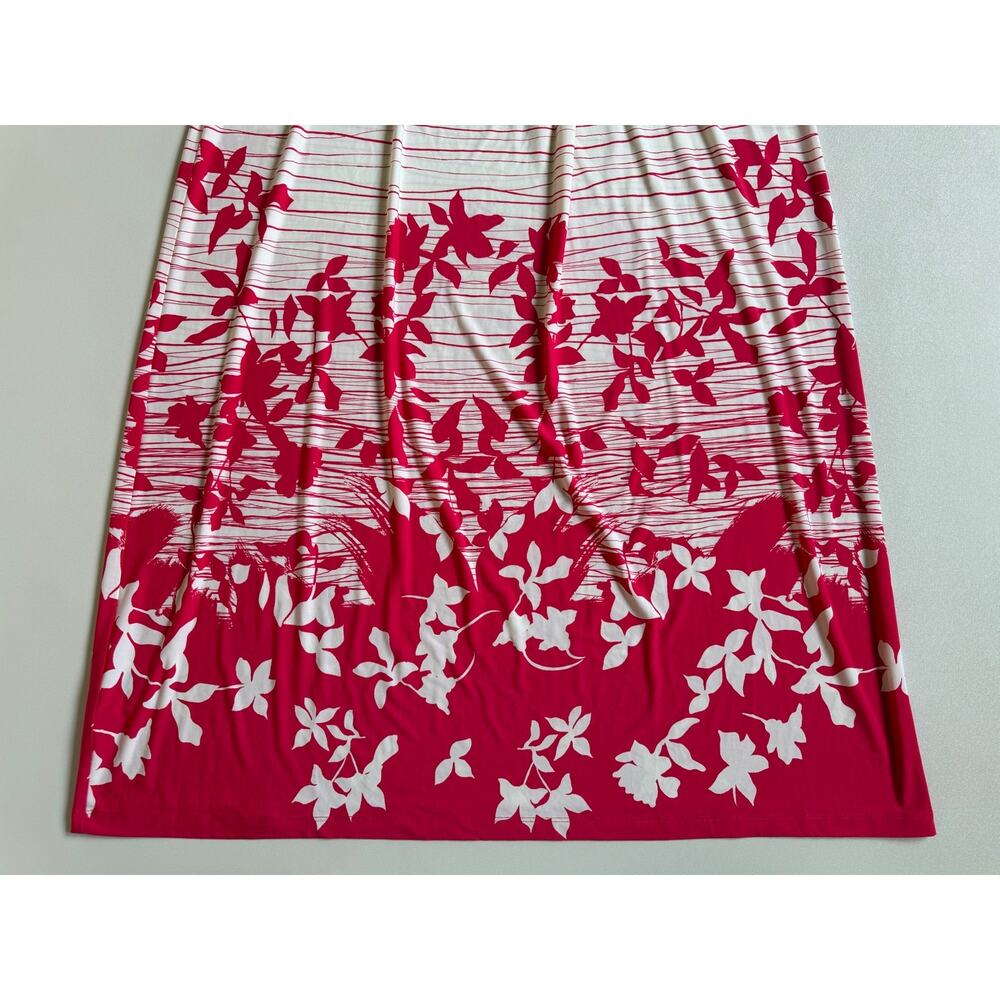 New BCBGMaxazria Women's Red White Floral Pleate Bodice Maxi Halter Dress Size L - Picture 4 of 12